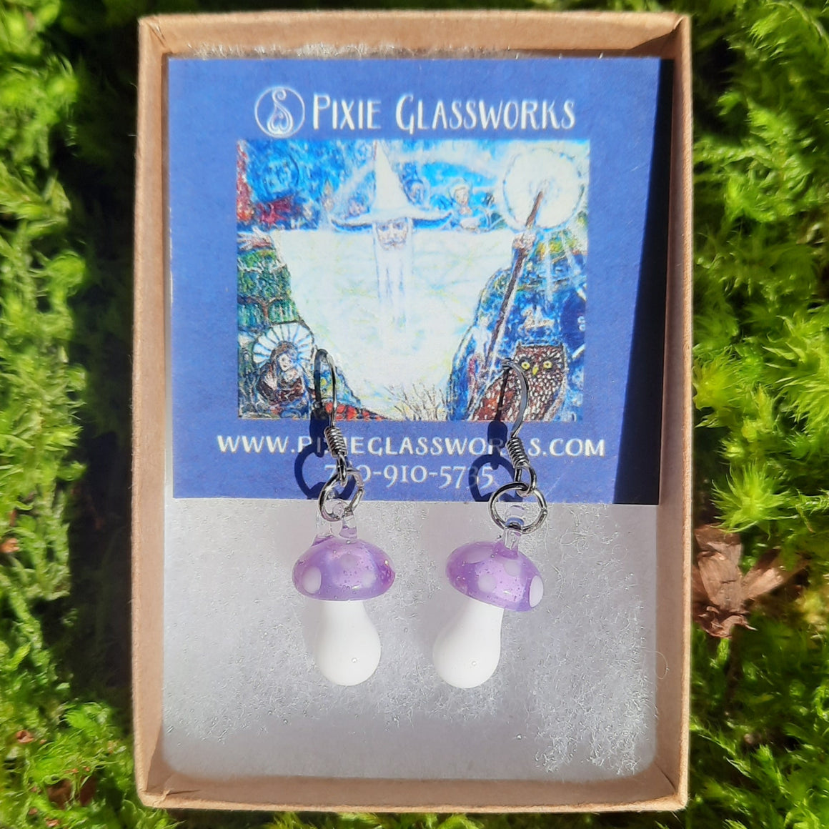 Mushroom Earrings - Purple