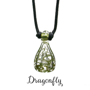 aromatherapy pendant abstract dragonfly green sparkle clear