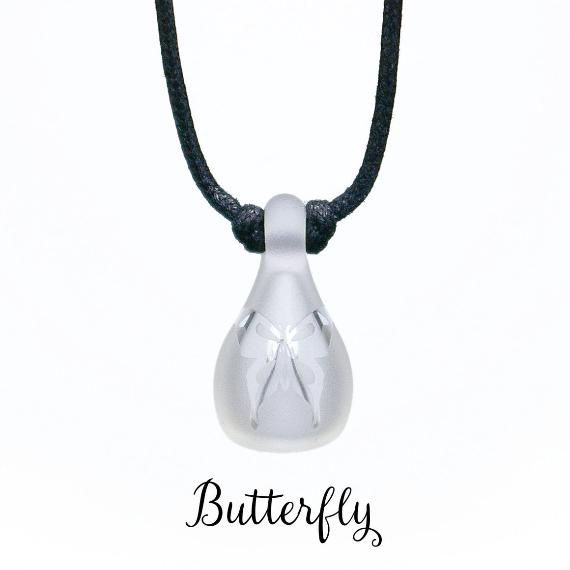 Aromatherapy Jewelry, Clear Frosted with Design - Butterfly